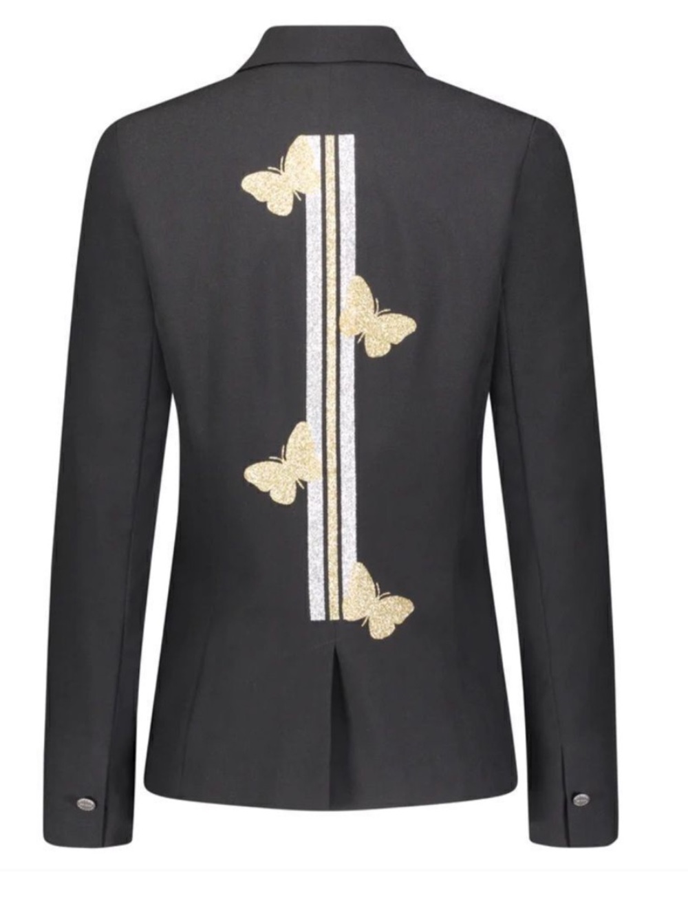 HipChik Couture Black Blazer Jacket Back Metallic Design New Size 4